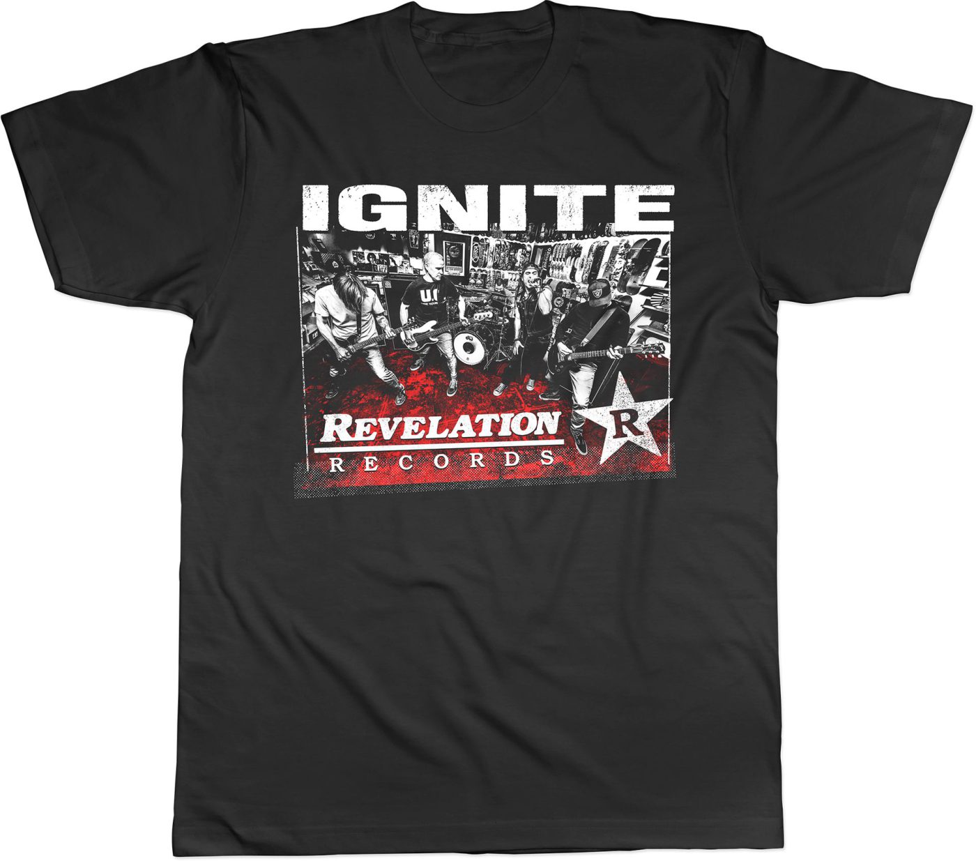 Black IGNITE t-shirt with a crowd photo and the Revelation Records logo
