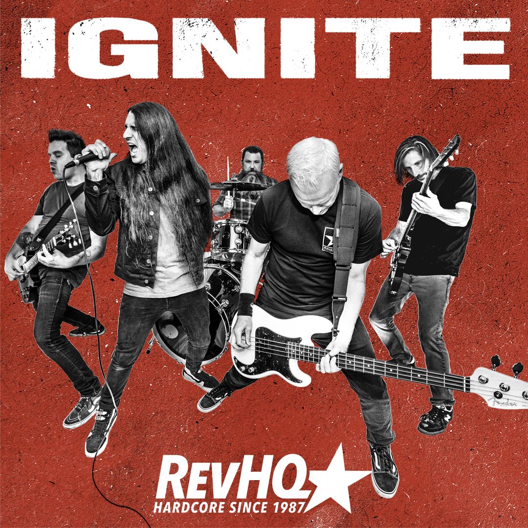 IGNITE band photo on a red background with the RevHQ logo, announcing the new IGNITE webstore on RevHQ